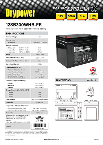 12SB300WHR Datasheet