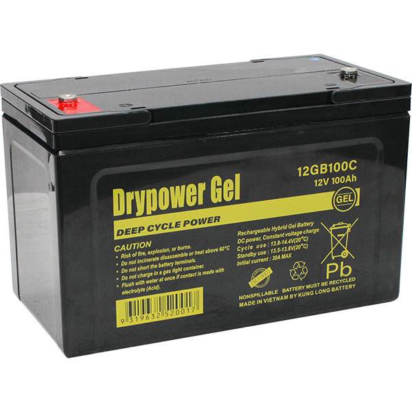 12GB100C Drypower 12V Hybrid Gel Deep Cycle Power Battery - Drypower